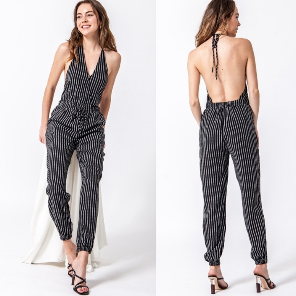 🌟Grace Stripe halter jumpsuit.
